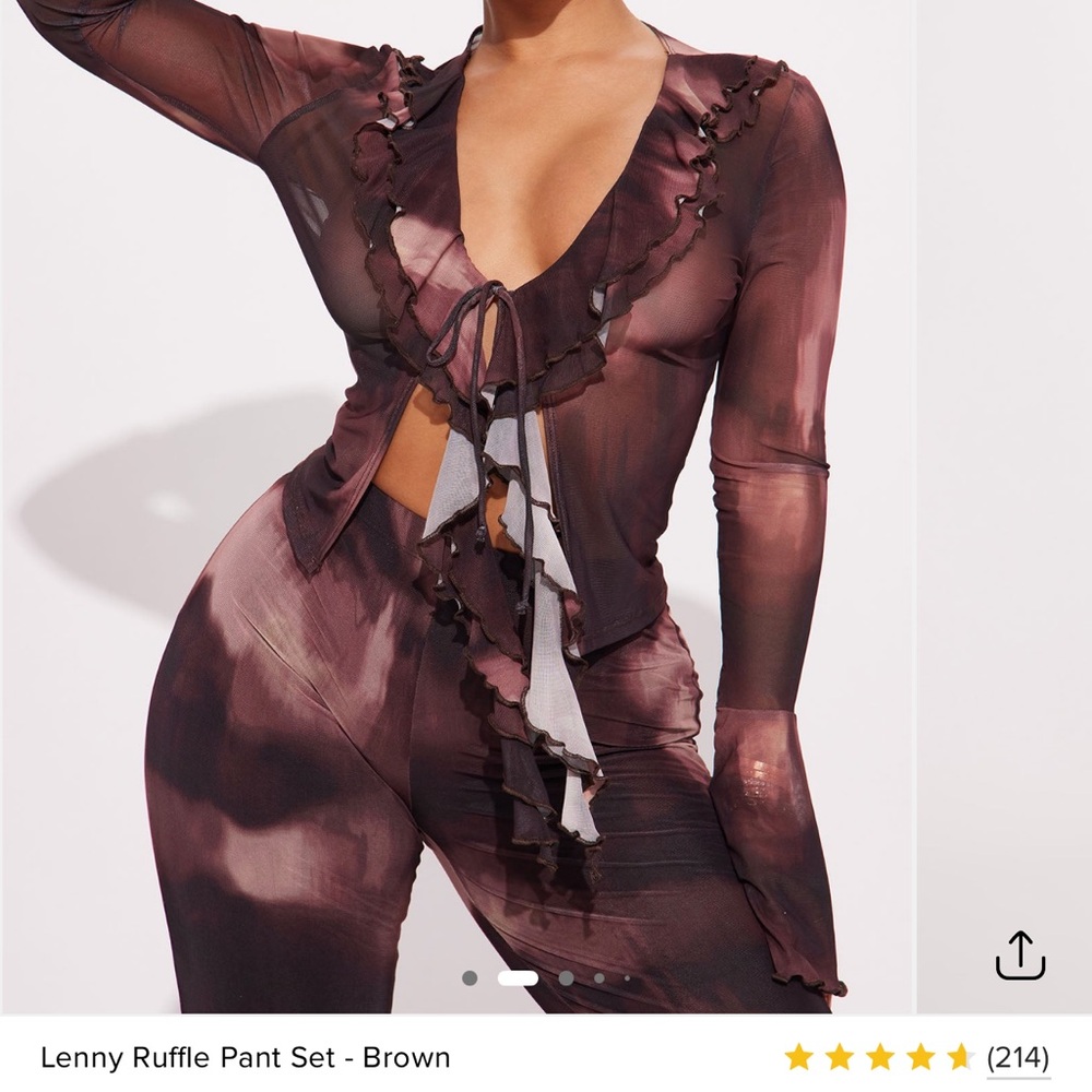 Fashion Nova Brown Ruffle Blouse